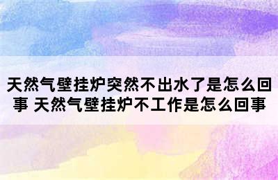 天然气壁挂炉突然不出水了是怎么回事 天然气壁挂炉不工作是怎么回事